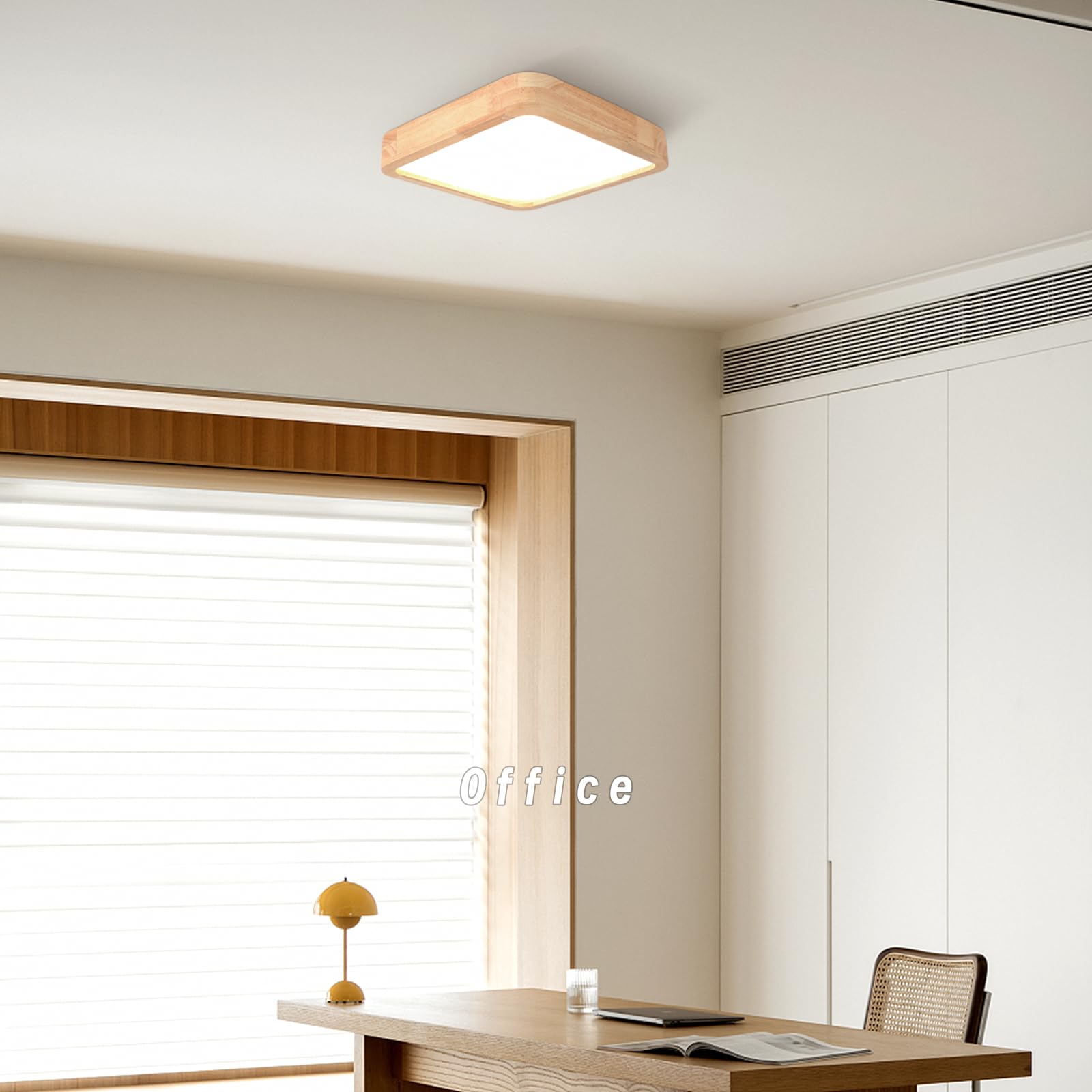 LIGKIN Plafoniera LED Soffitto Legno 24W, 30CM Moderni Quadrato Lampada da Soffitto, Luce neutra 4500K Plafoniera Bagno per Camera da Letto Bambini Corridoio Soggiorno Balcone