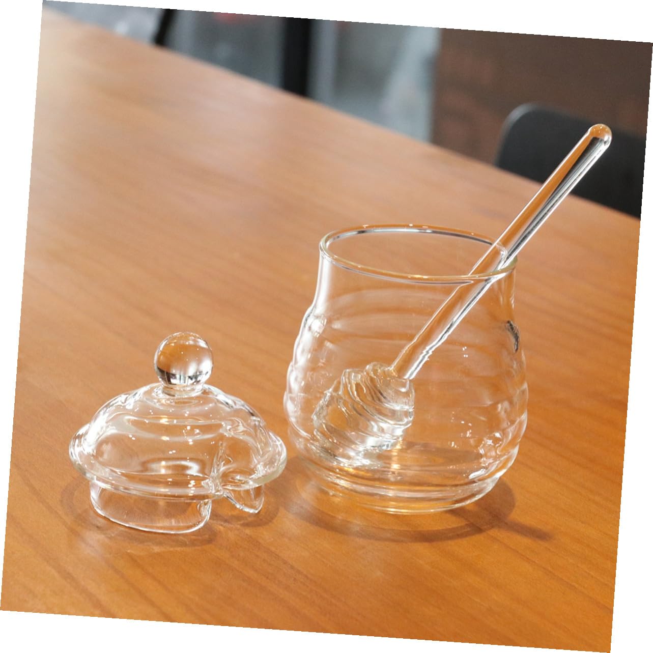 OUNONA 2 Stück 250-ml Honiggläser aus Glas mit Schöpflöffel und Deckel