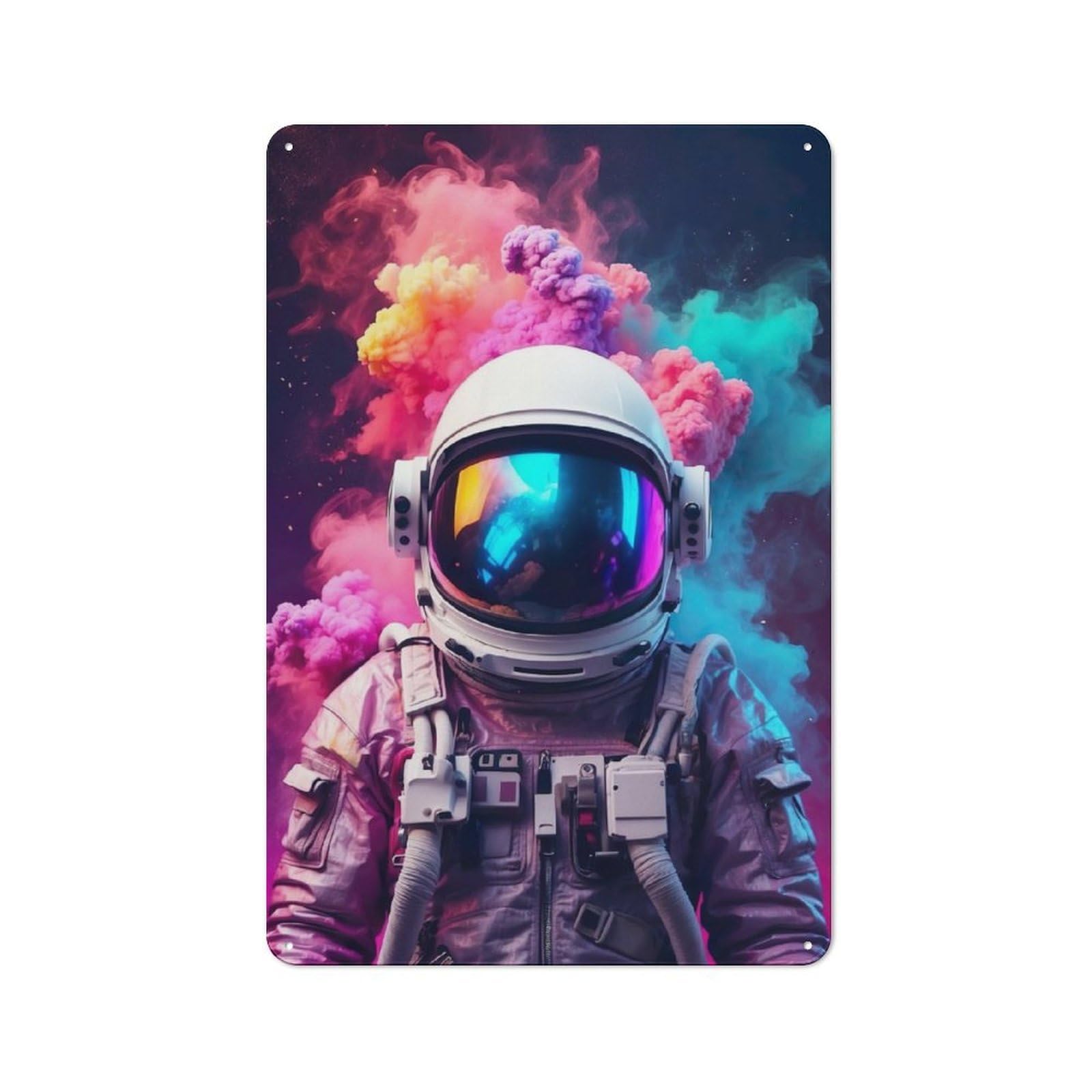 Junmoney Astronaut Smoke Rustic Metal Sign 30X20cm For Guest Room Or Hallway, Suited To Hallway Wall Decor Fans