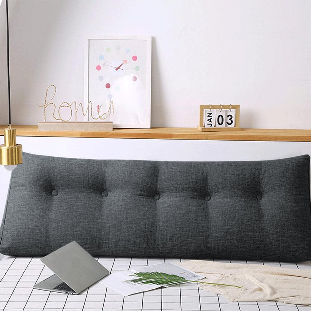 HUOLE, Schienale Triangolare Imbottito, Cuscino per Letto e Testiera, Schienale Rimovibile, Cuscino Lombare Angolare, Supporto per Posizionamento, Cuscino Triangolare, 160*50*20 cm - Diva Grigio