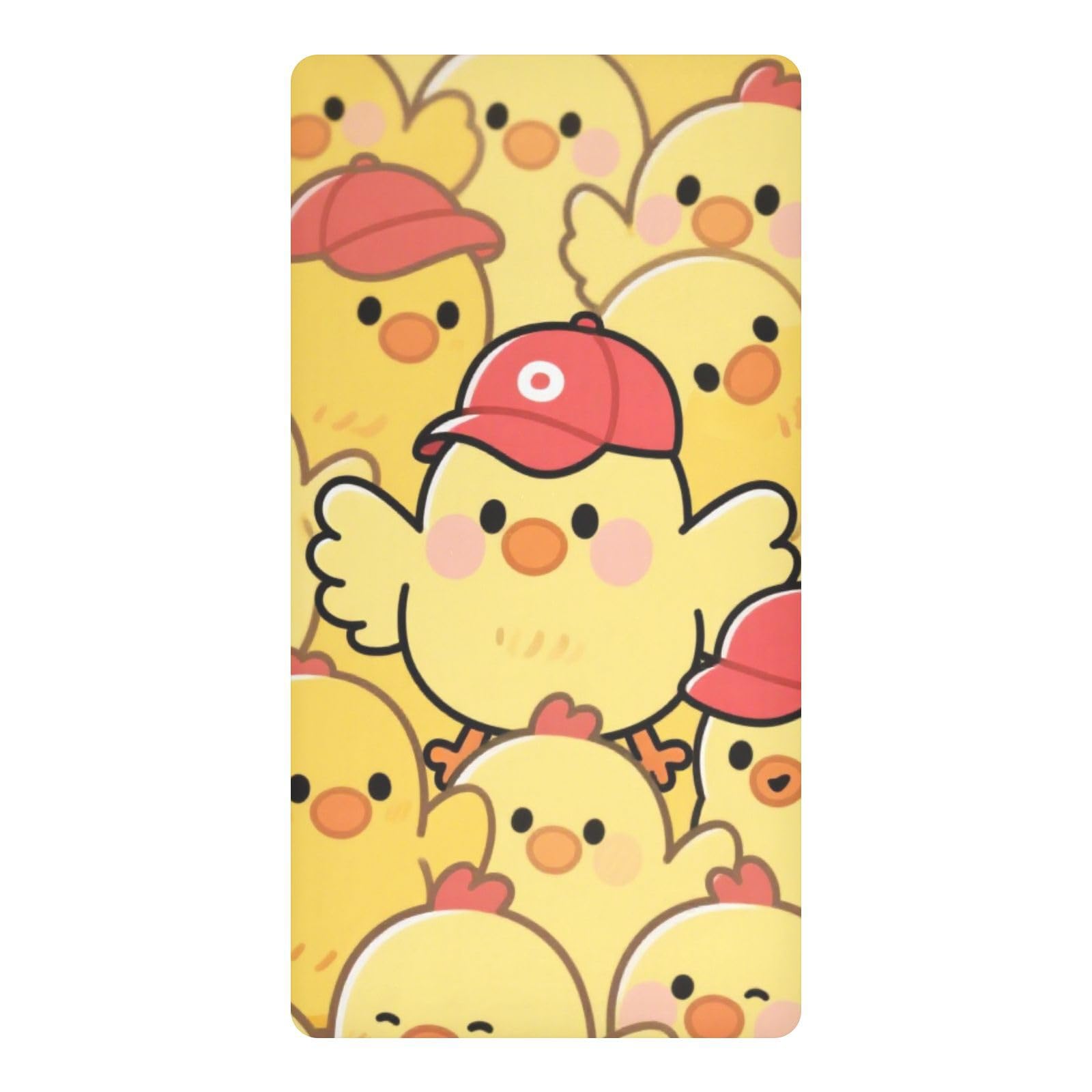Drap housse bébé imperméable jaune à poules pour matelas de berceau 132x71