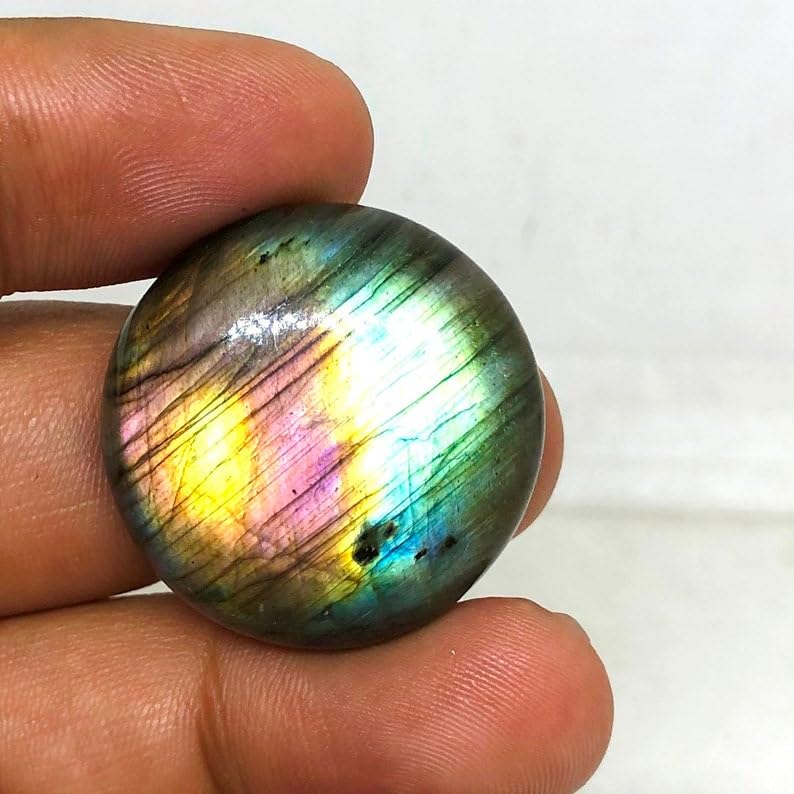 Gemme labradorite authentique 27x27x7mm cabochon de collection - 3