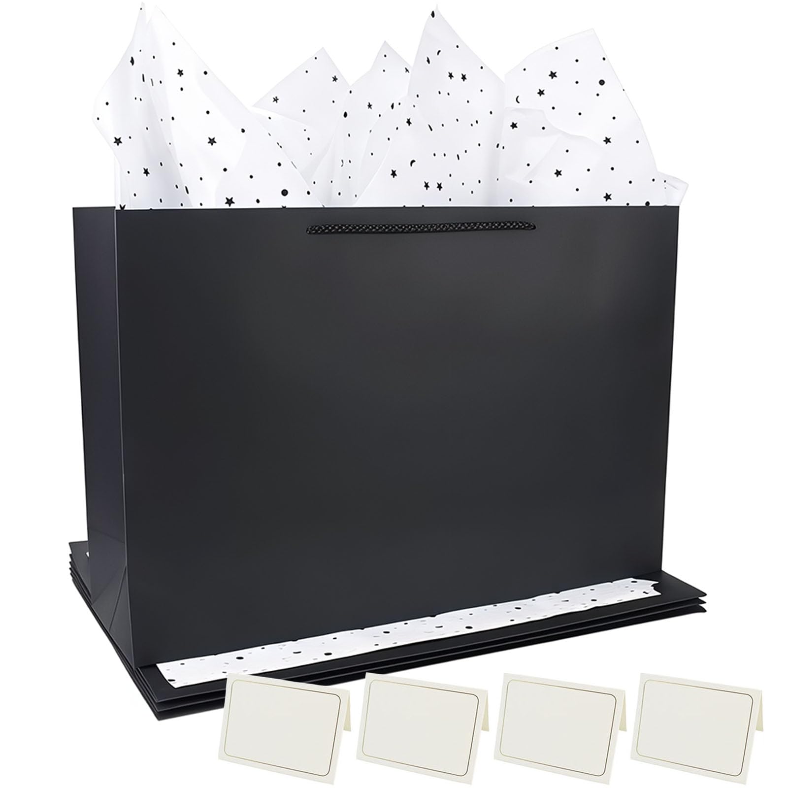 YankMooM 4Pcs Large Gift Bags for present,40 x 28 x 12cm Black Paper Gift Bag Present Bags with Handles for Wedding Baby Shower Birthday Celebration Christmas Bridesmaid Party