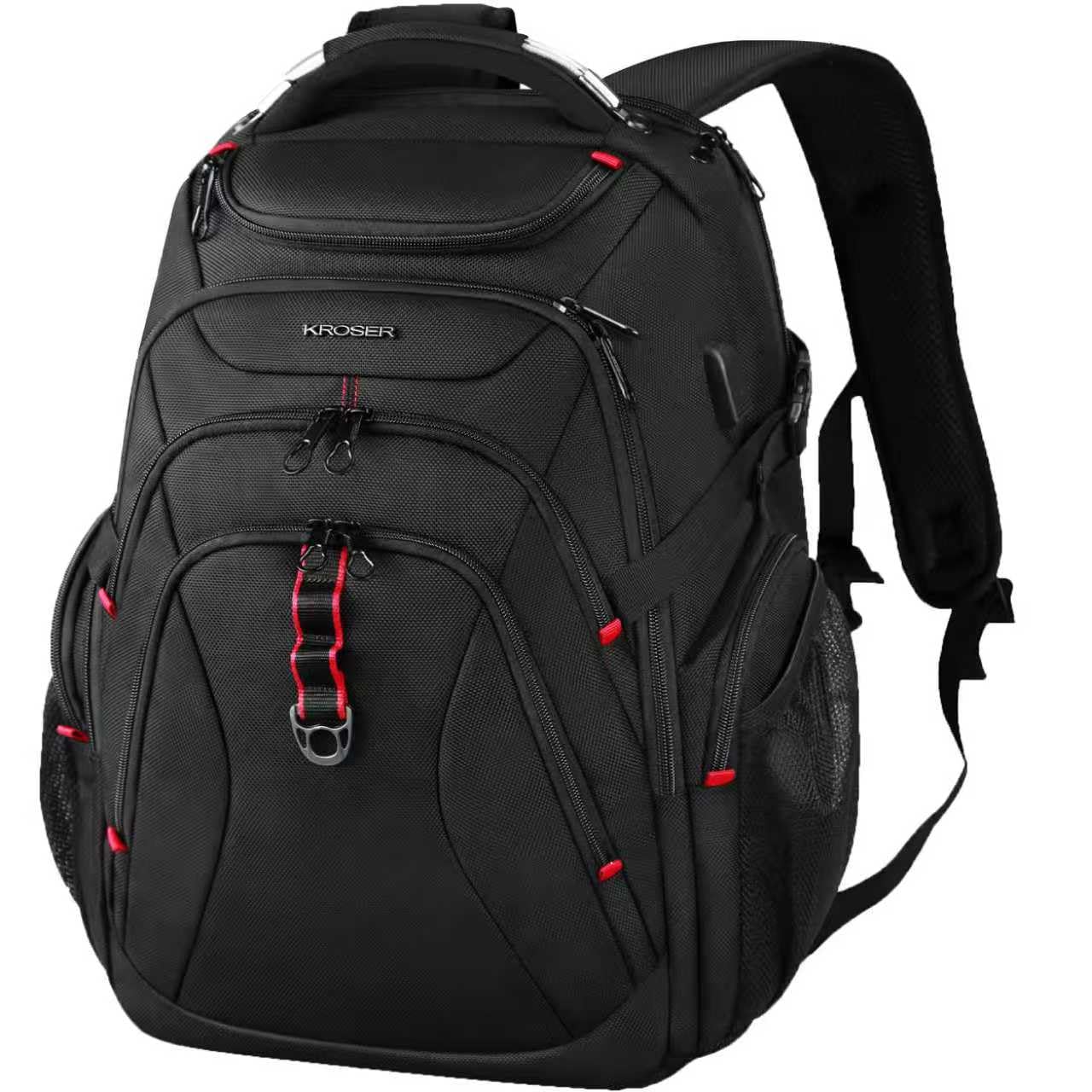 KROSER Travel Laptop Backpack 17.3 Inch XL Computer Backpack with Hard Shell Saferoom RFID Pockets Water-Repellent Business College Daypack Stylish Bag for Men/Women-Black