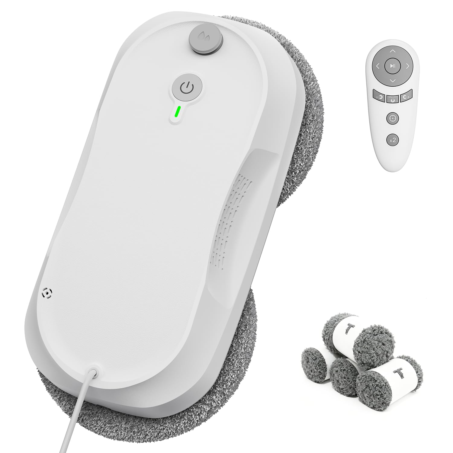 KKI Robot de nettoyage de vitres, robot nettoyeur de fenêtres, double pulvérisation, max 3200 pa, planification de chemin IA et détection des bords, télécommande pour fenêtres hautes, porte en verre