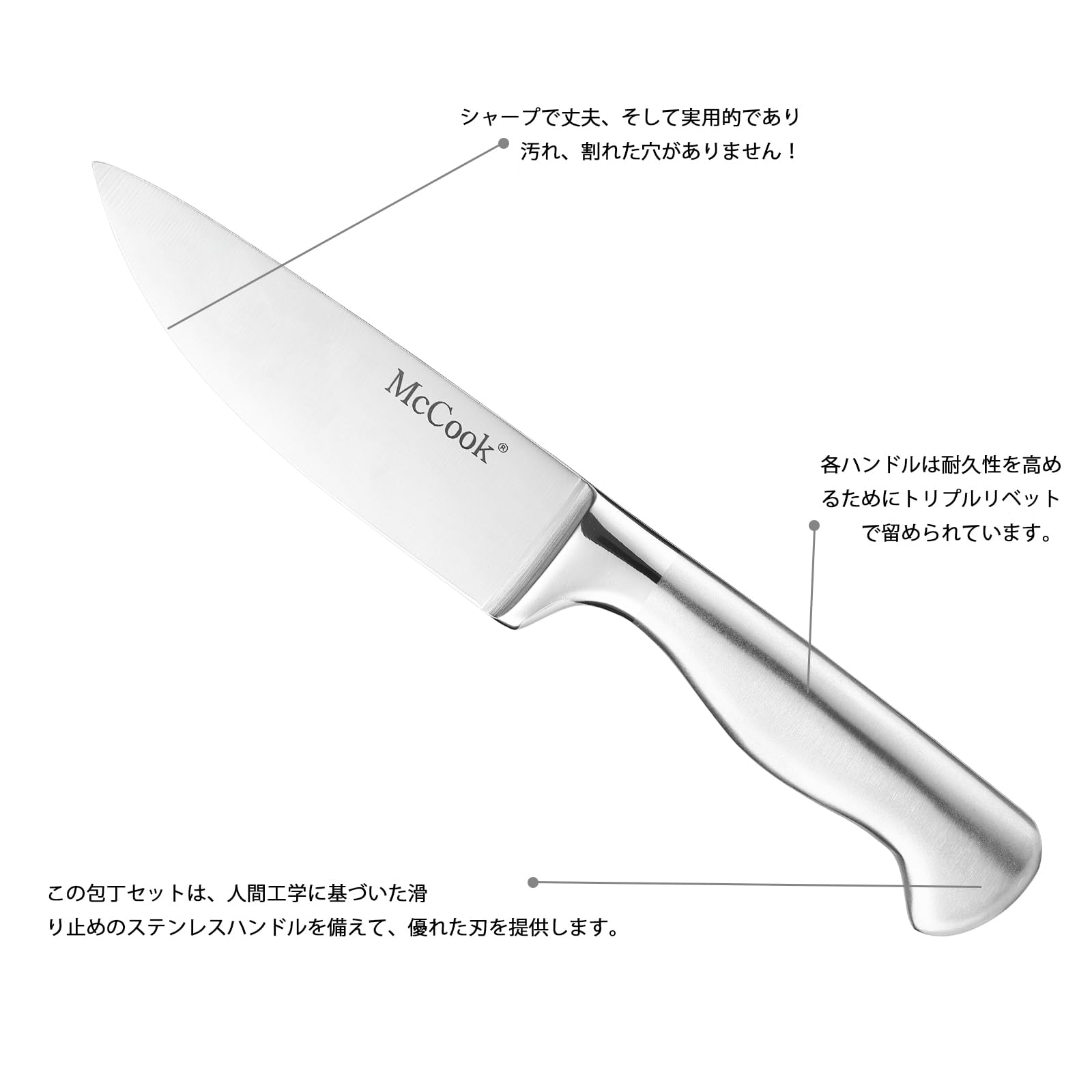 ステンレス鋼 包丁セット 4本 Amazon | McCook 包丁セット ステンレス鋼 4点 三徳包丁 ペティナイフ