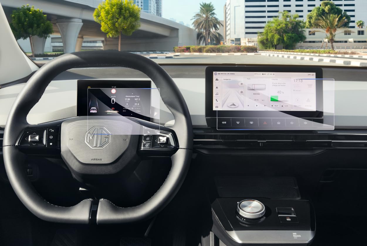 GAFAT MG 4 EV MG4 Facelift 2022-2025 2026 Navigation + Cockpit Film de Protection d'Écran, Film en Verre pour 10,25" TouchScreen + 7" Instrument Cluster, Anti-Rayures 9H, Accessoires MG4 [2 Pièces]