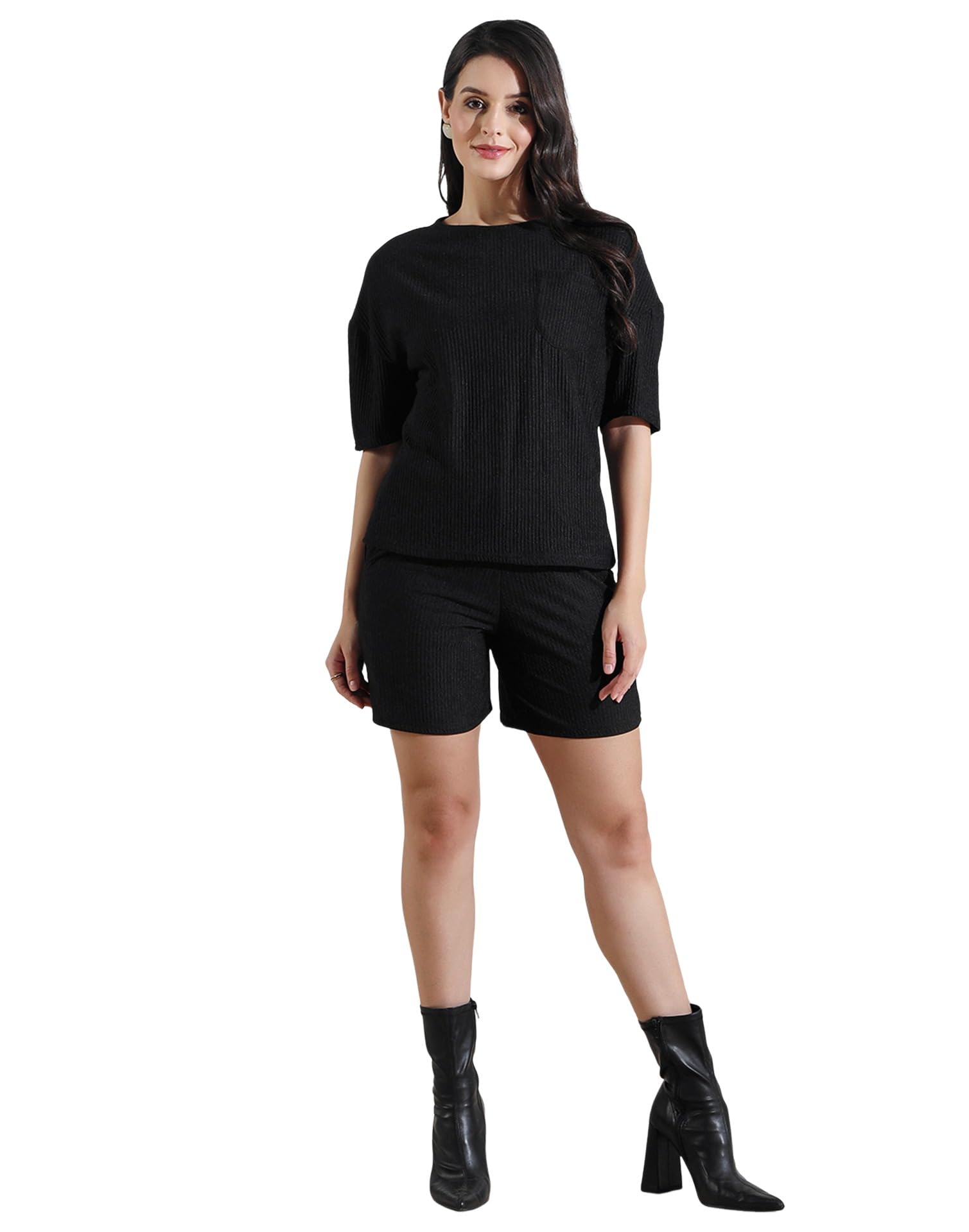 selvia Women's Tops and Short Co ord Set| Textured Lycra Dress for Woman Stylish-picture-29