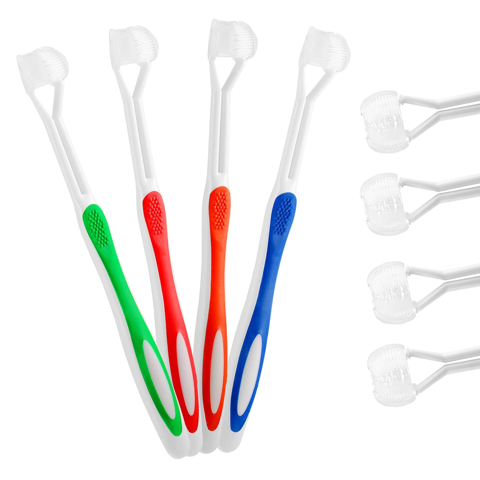 4 Pieces Autism Toothbrush 3 Sided Toothbrush Kids Autism Sensory Toothbrush for Complete Teeth Kids Toothbrushes with Soft Bristles Travel Toothbrush for Kids Complete Teeth and Gum Care