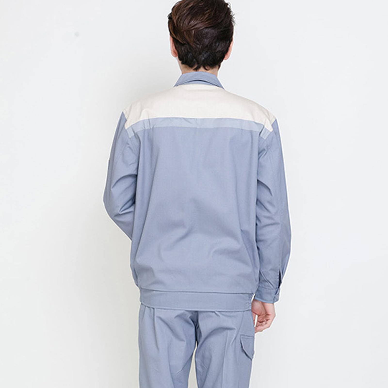Unisexe À Manches Longues Coverall Coton Salopette Zip Up Vêtements De Travail Uniformes Avec Bande Réfléchissante