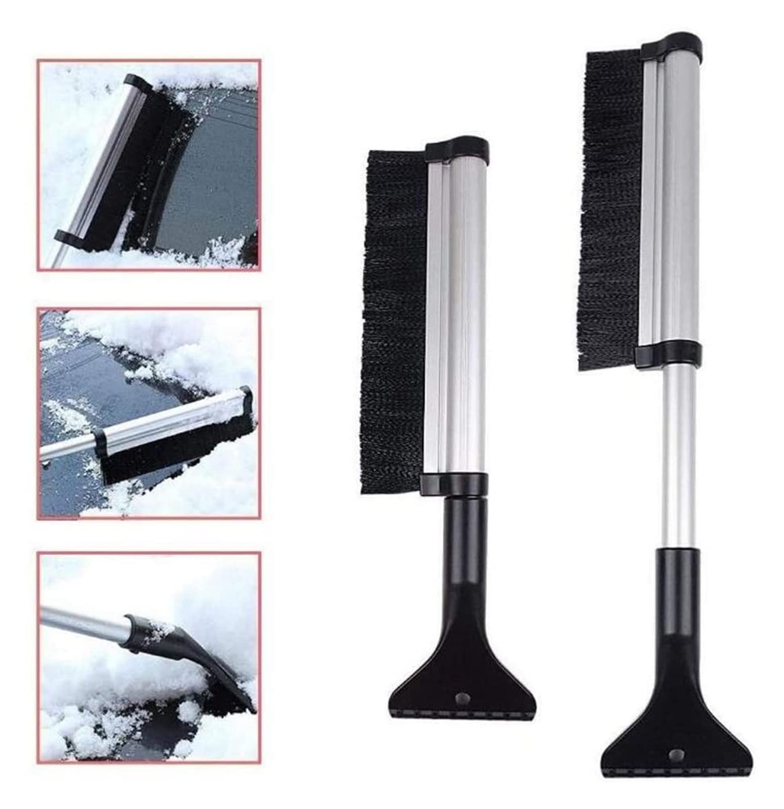 Spazzola di Neve allungabile Raschietto di Ghiaccio Compatibile con Il rimozione del Ghiaccio Automobile Compatibile con Il Parabrezza in Vetro Leggero Robusto