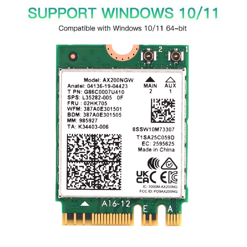 WiFi 6 AX200NGW Laptop Card - 3000Mbps -6