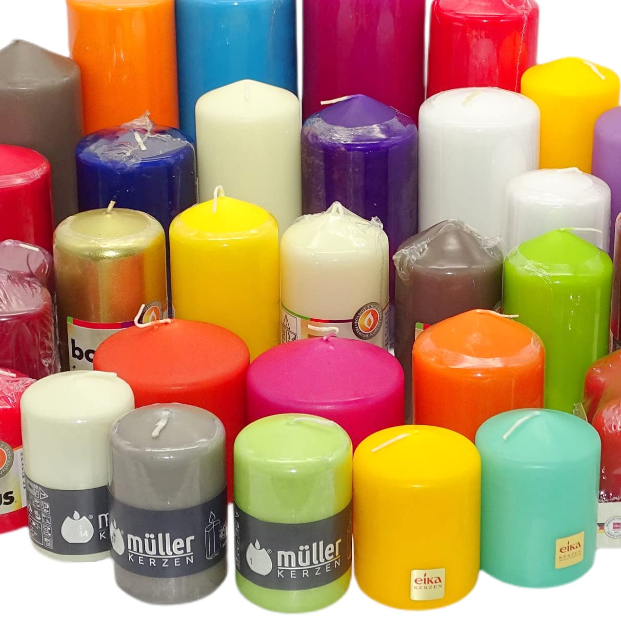 6 kg Qualität Stumpenkerzen Paket farblich bunt gemischt Stumpen Kerzen 1. Wahl