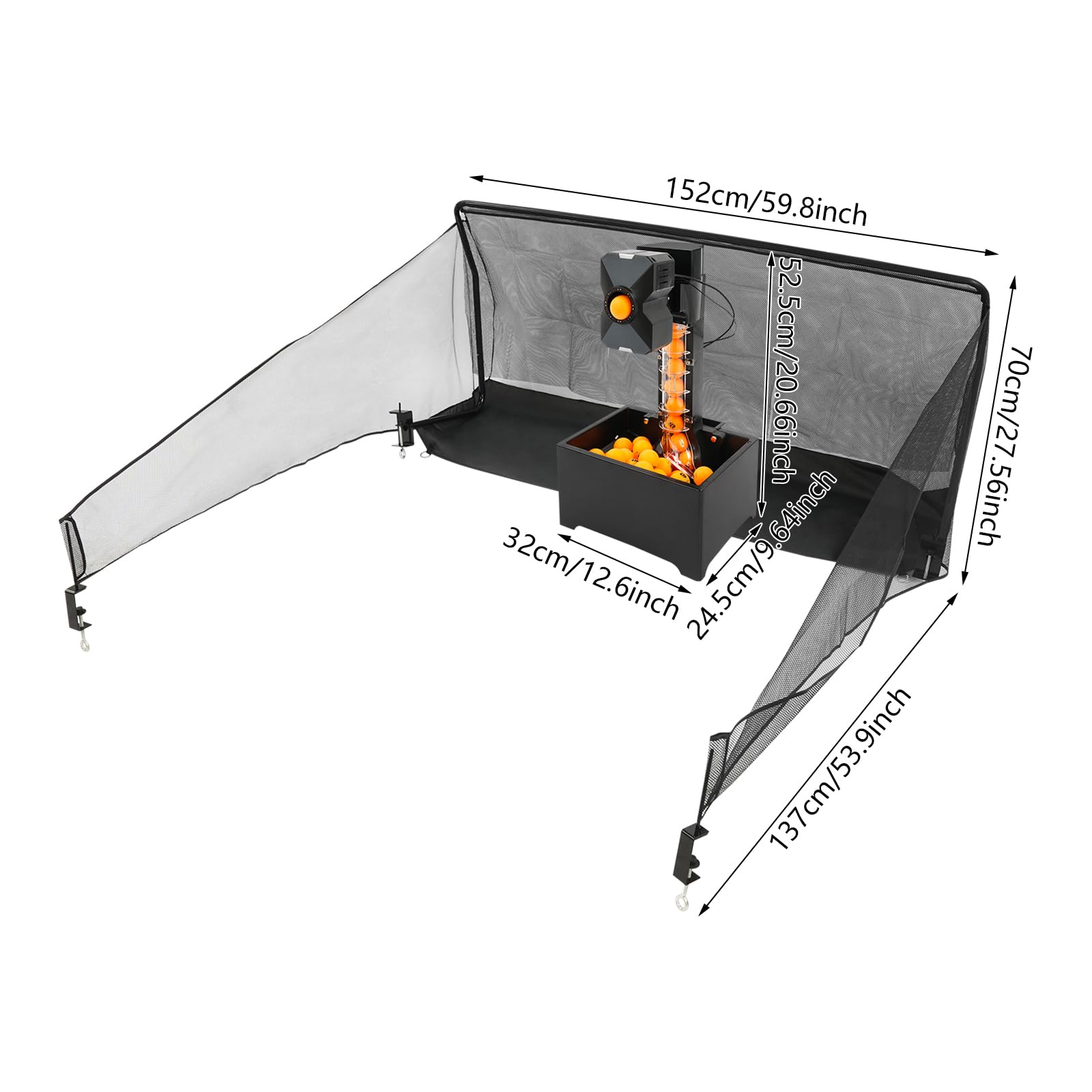 Ping Pong Ball Maschine mit Netz, Automatische Tischtennismaschine Ping Pong Ball Wurfmaschine, 10 programmierbare Modi 100 Bälle
