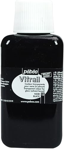 Pebeo Vitrail, pintura efecto vitral, botella de 8.5 fl oz, color negro, 8.45 onzas líquidas (paquete de 1)
