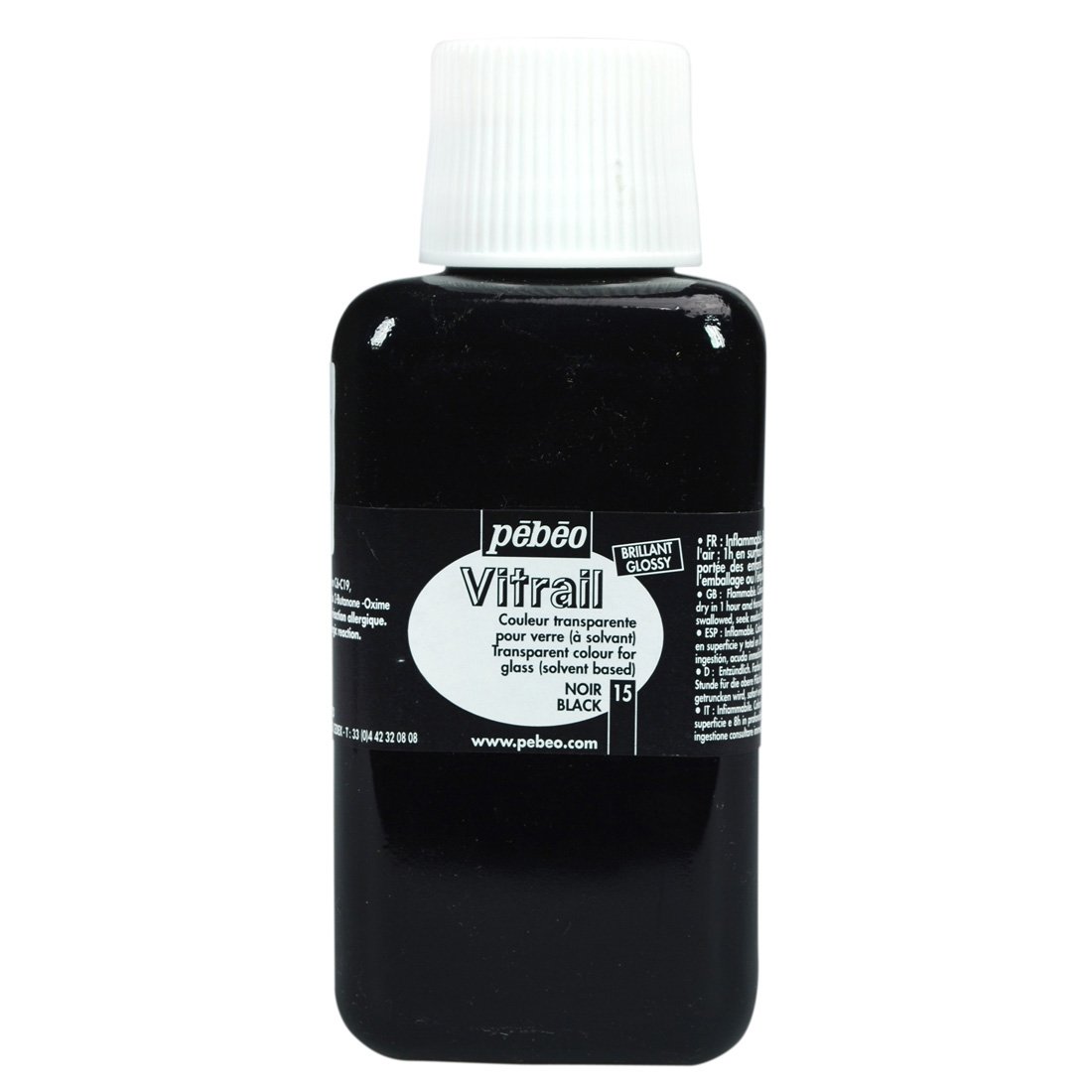 Pebeo Vitrail, Stained Glass Effect Paint, 250 ml Bottle - Black, 8.45 Fl Oz (Pack of 1)