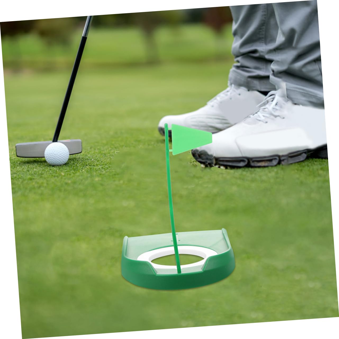 BESPORTBLE Home Golf Practice Set 3pcs Putter Training Cup Hole Cup and Flag Regulation Size Versatile for Anywhere