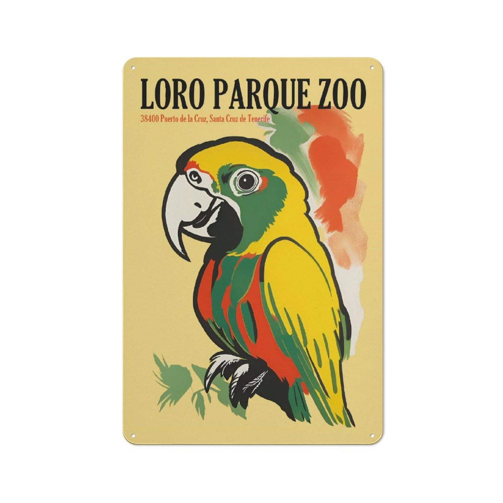 Junmoney Style-3-1 Loro Parque Zoo Vintage Poster Retro-Style Tin Sign 30X20cm For Man Cave Or Games Room, A Metal Wall Feature For Games Rooms And Man Caves