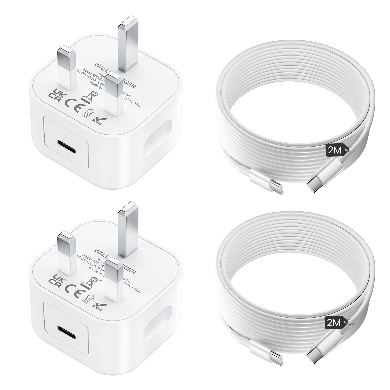 for iPhone 17 16 15 Charger, USB C Fast Charging Adapter with 2M Cable [USBC to C], 2 Pack 25W PD Plug for iPhone 17/17 air/16/15/15/Pro/Pro Max, iPad Pro/Air/Mini
