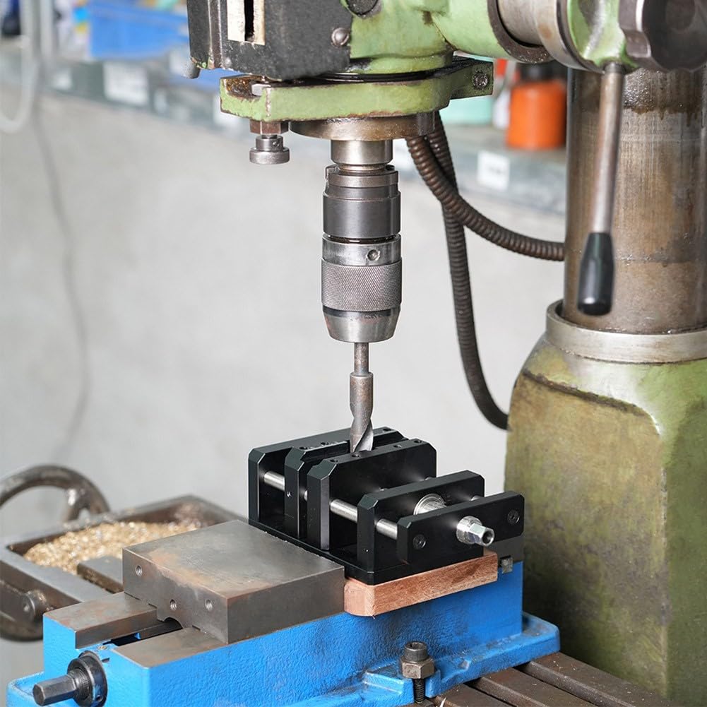 Morsa autocentrante per lavorazione del legno, per serraggio in lega di alluminio CNC con scanalatura a V per calcio rotondo/quadrato, capacità ganascia 10-65 mm, nera (200 x 100 x 70 mm)