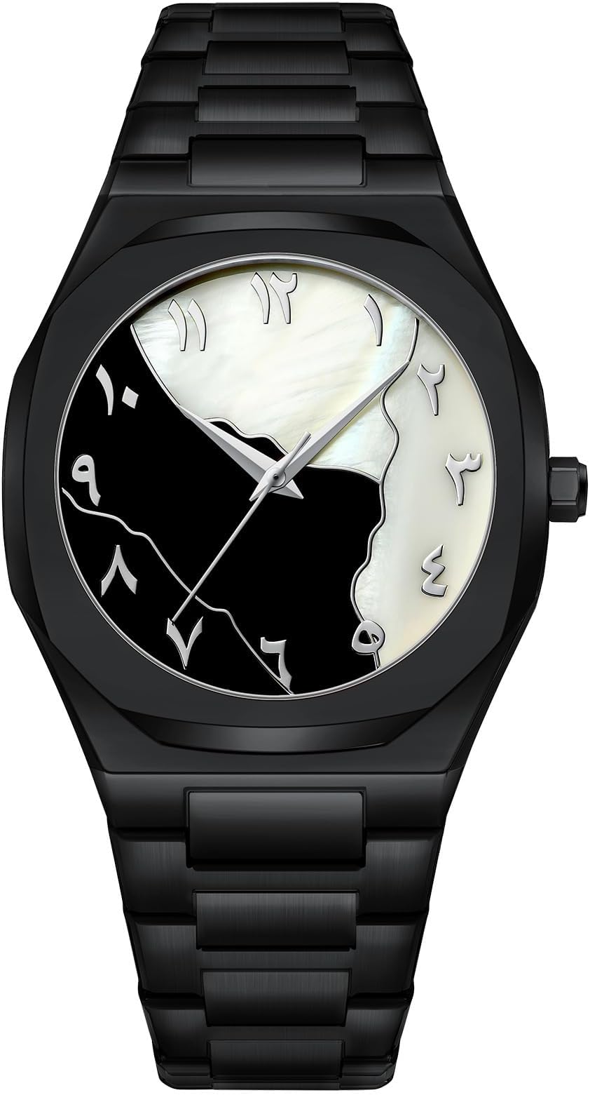 Gosasa Fashion Men's Quartz Watch with Middle Eastern Arabic Numeral Dial Design Stylish Stainless Steel Waterproof Business Casual Wristwatch