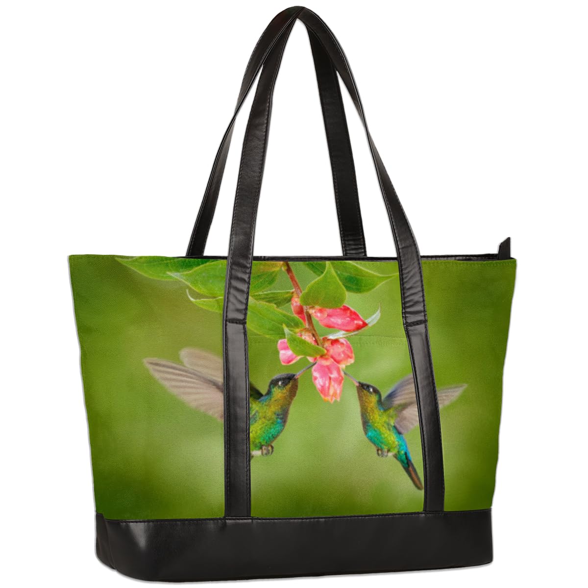 TropicalLife Kolibry kwiat kobiety torba na laptopa kolibry kwiat damski zamek błyskawiczny laptop duża płócienna torebka na ramię torba kurierska do biura podróży na zakupy, Kolor, 15 L
