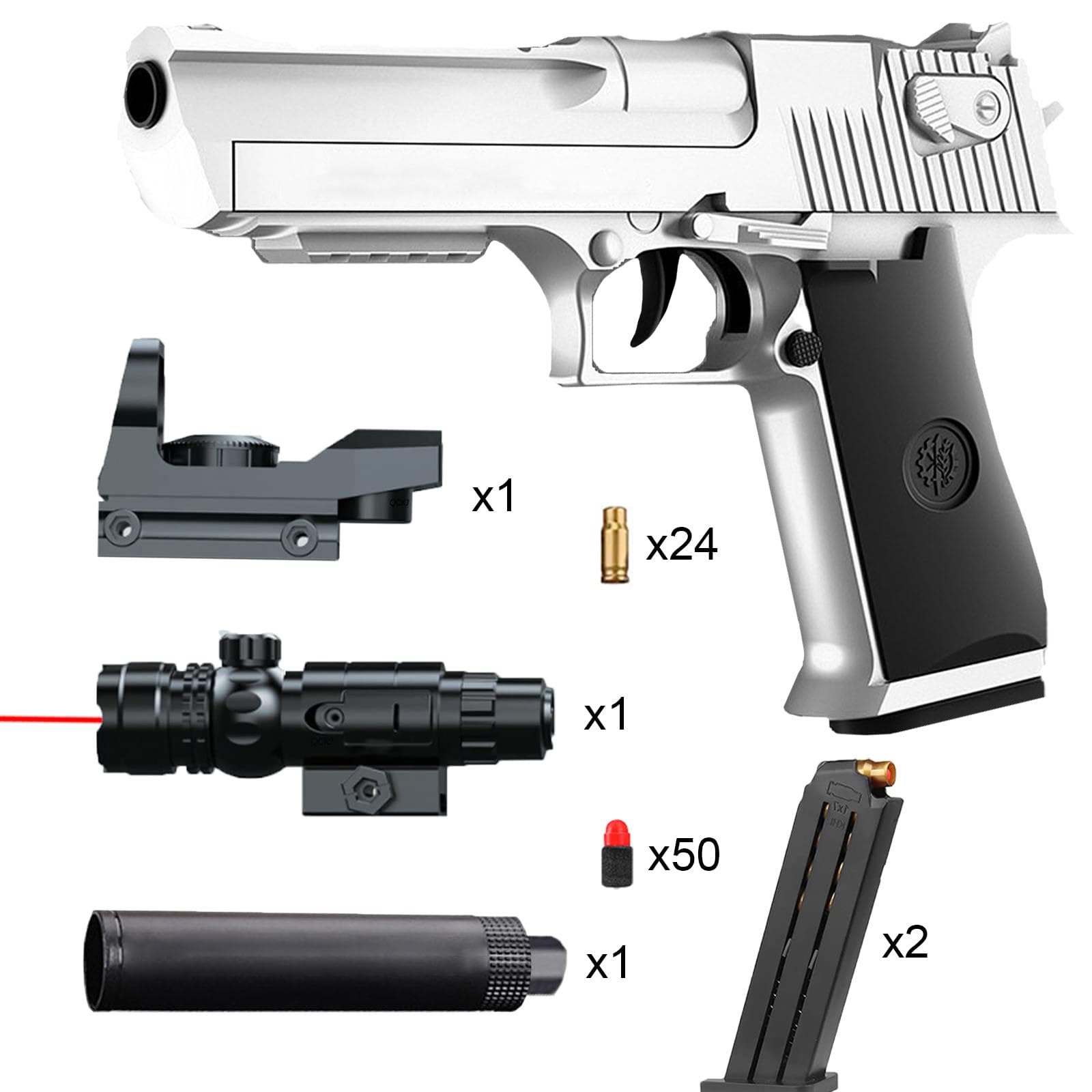 Bybykoi Pistola giocattolo M1911 per bambini, 1:1, pistola giocattolo in schiuma, pistola soft-bullet, modello a pistola per bambini