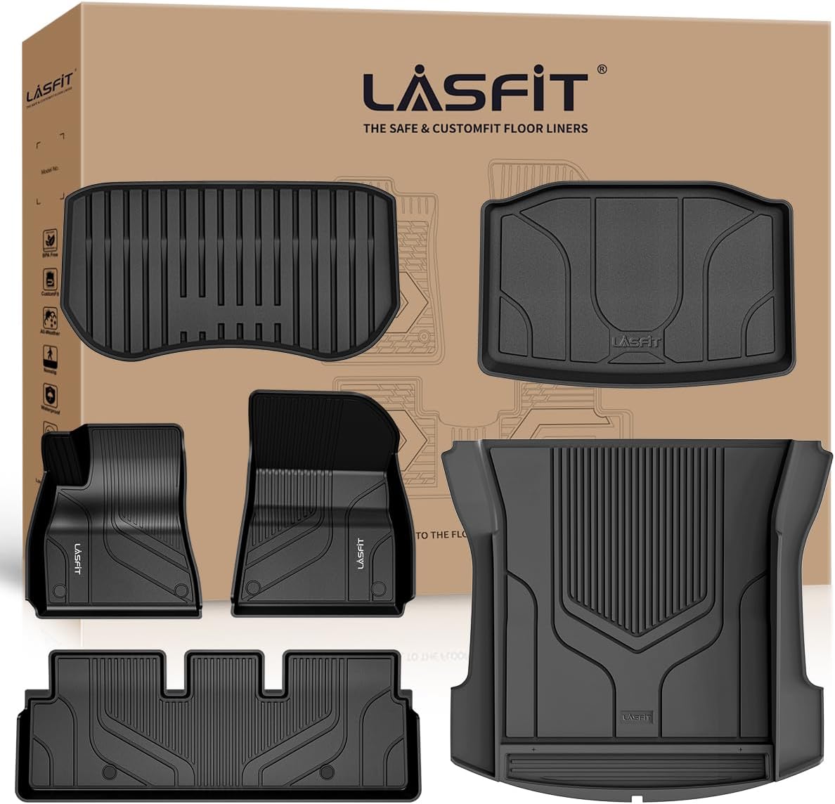 LASFIT Floor Mats for Tesla Model 3 2023 2022, Custom Fit