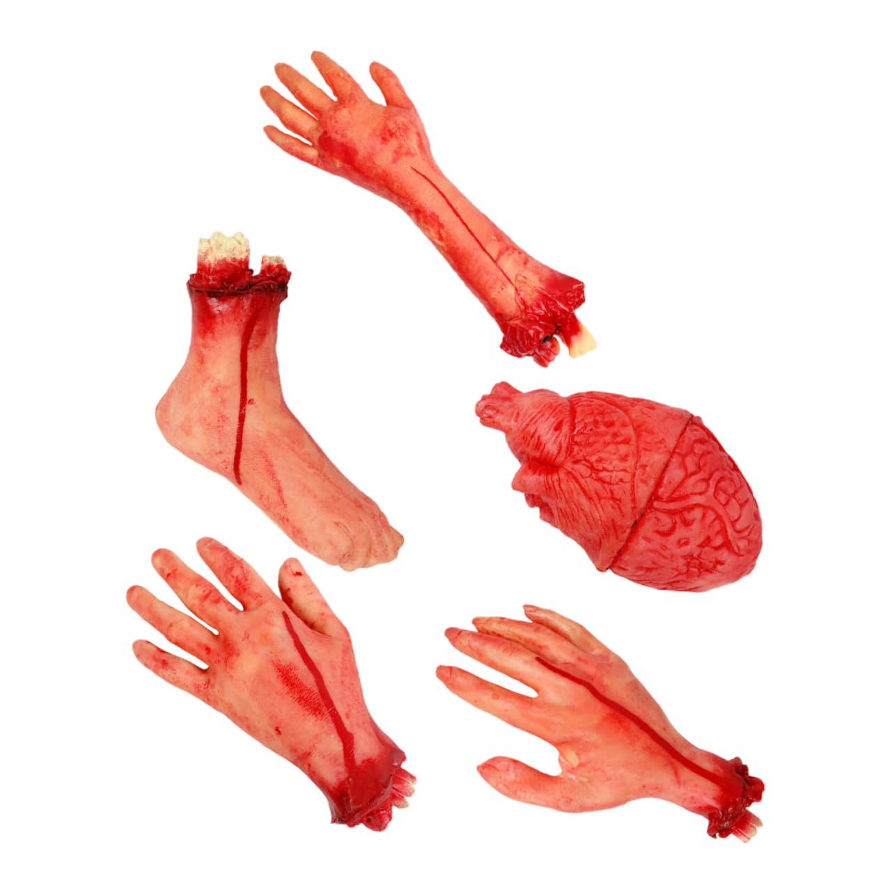 5 Pezzi Mano di Halloween Rossa in Plastica, Oggetti di Scena Horror