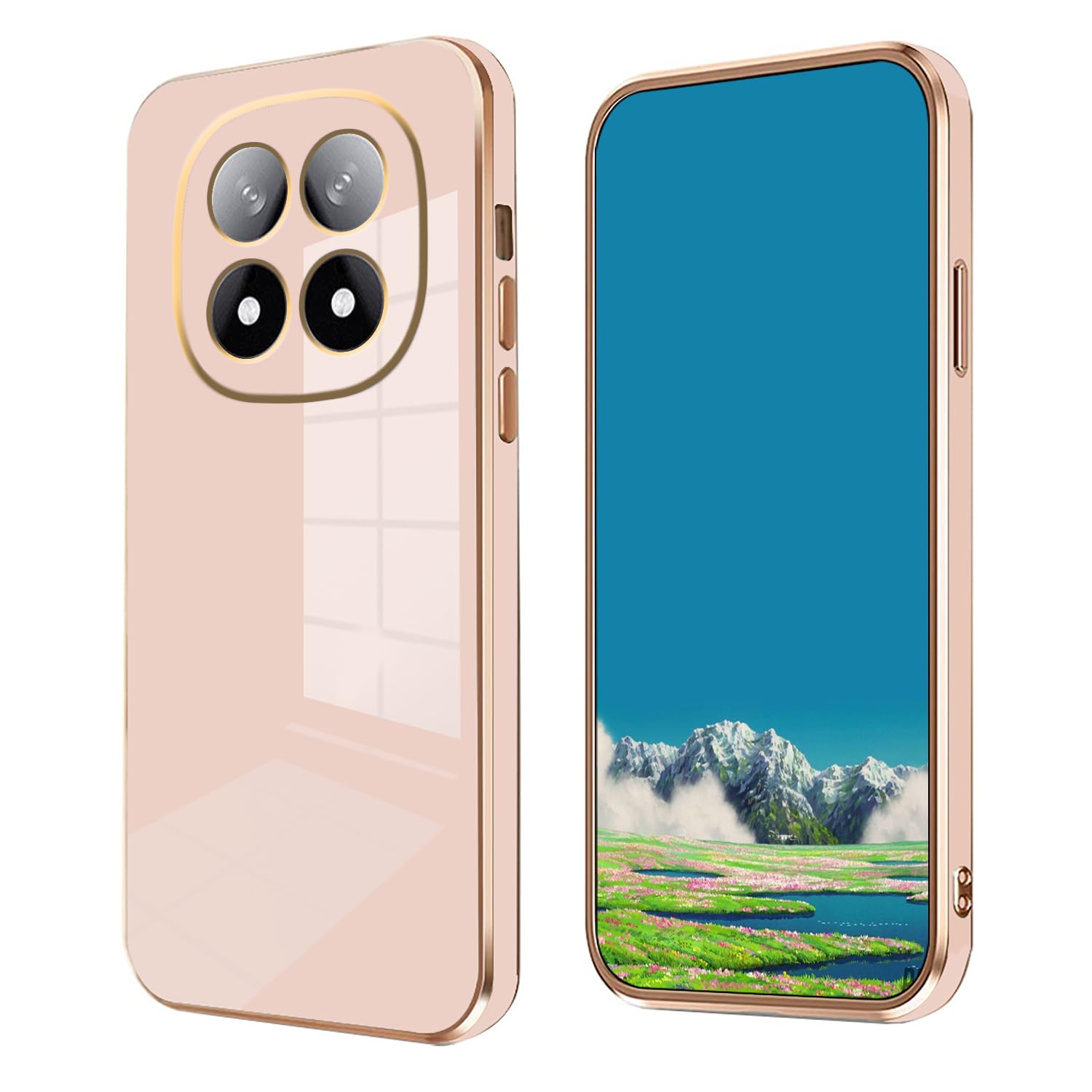 Compatible with Xiaomi Redmi Note 15 Pro 4G Case Silicone Shockproof Cases, for Redmi Note 15 Pro 4G Phone Case Slim Plating Cute Protection Cover (Pink)