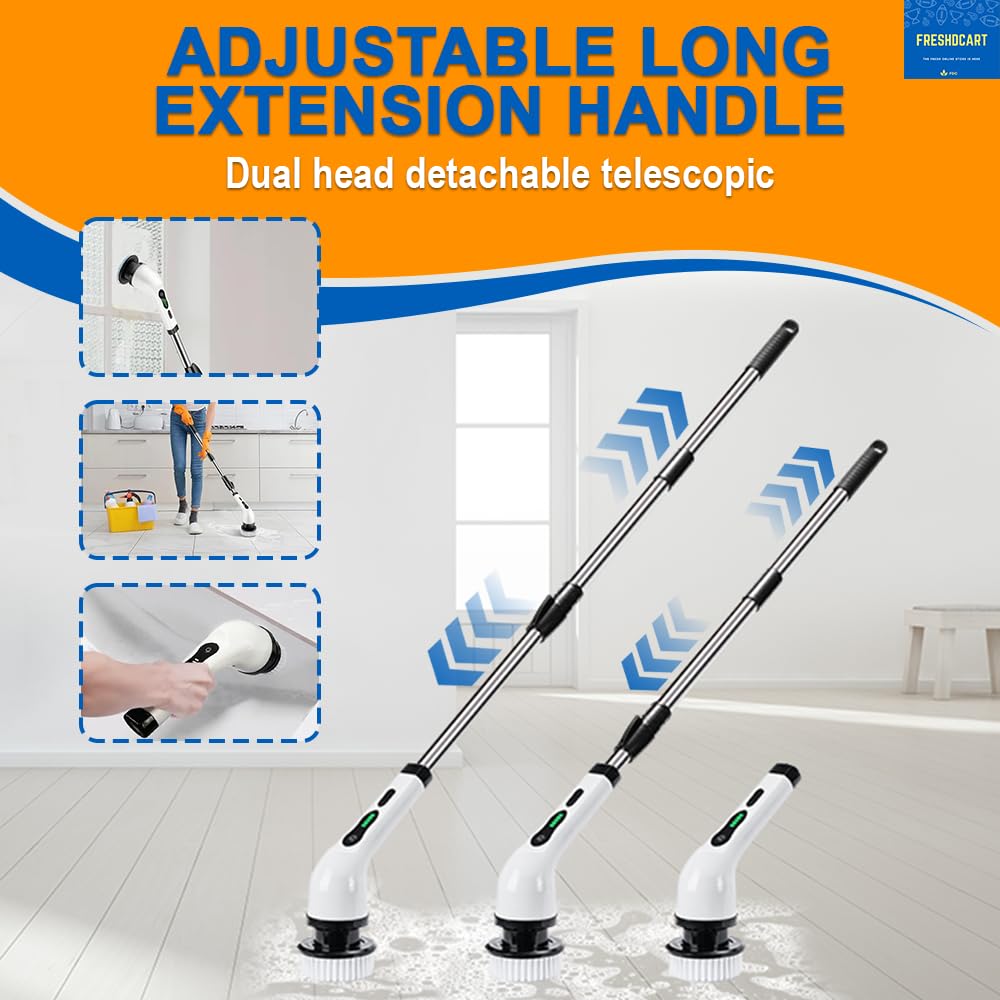 Assembly of the FreshDcart Electric Cleaning Brush with extension handle