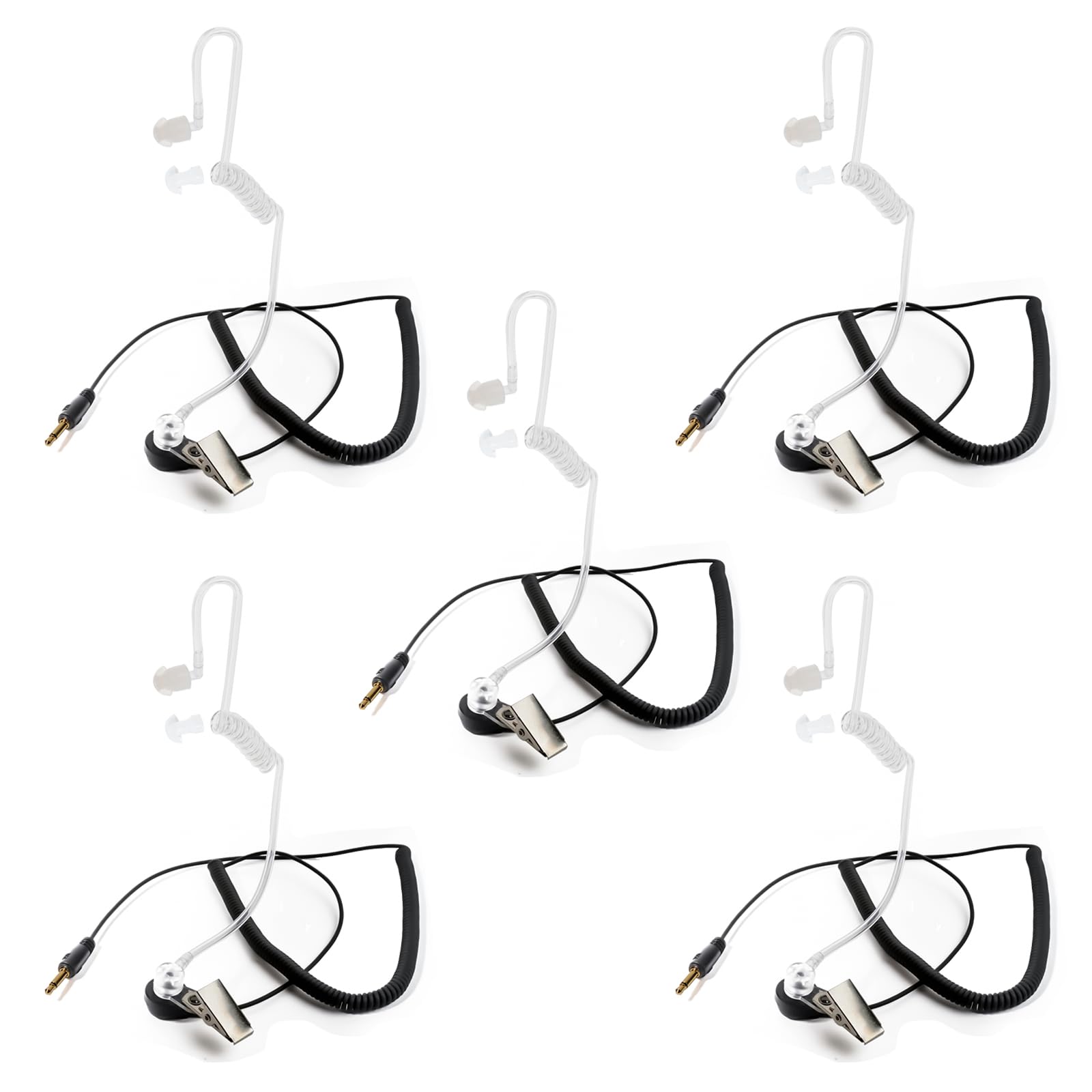 1 Pin 3.5mm Jack Auricolare 180° Ricezione congiunta Solo Walkie Talkie Auricolare Compatibile con Motorola Sepura Rexon Wouxun Baofeng Quansheng radio portatili (Tubo trasparente, 5)