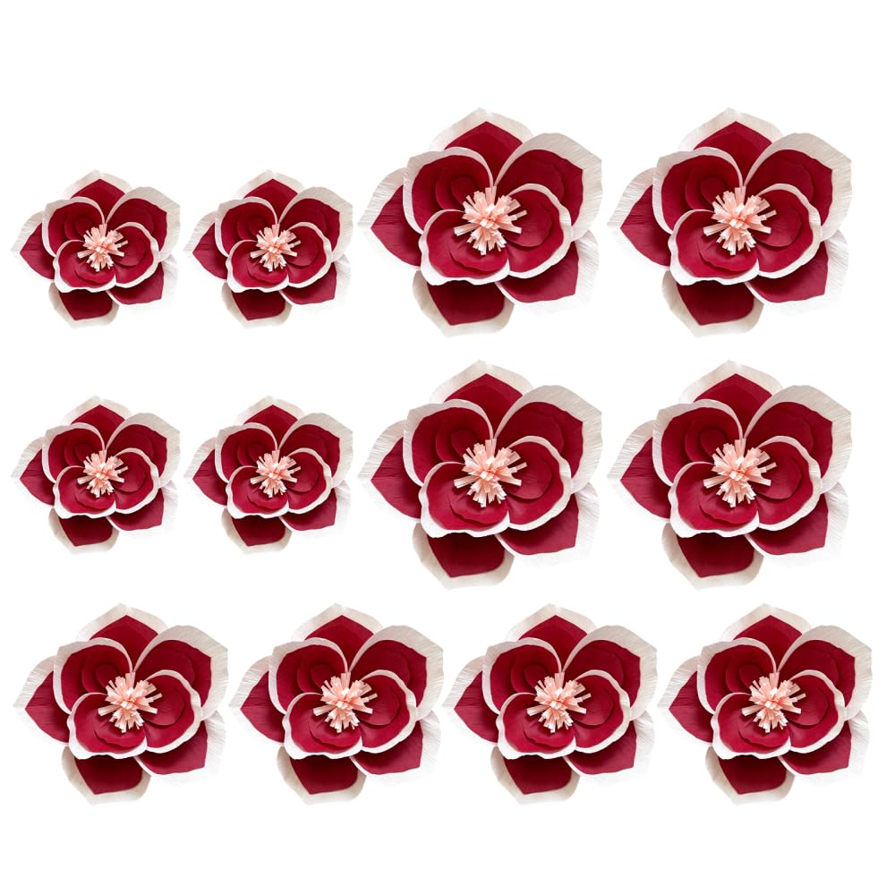 3D Paper Flower Pom Poms for Wedding Backdrop, Home Hanging Decor 12Pcs