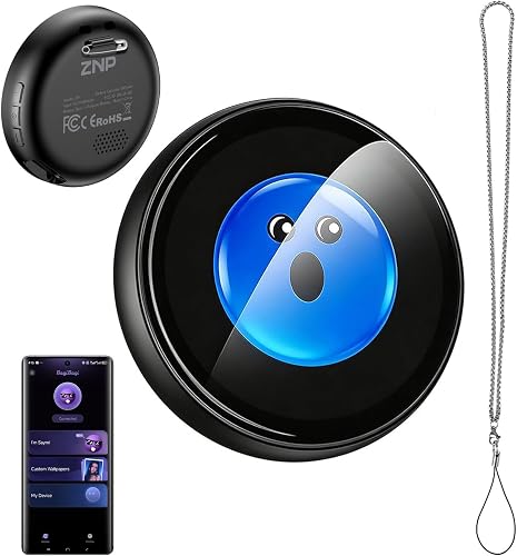 ZNP Digital Badge, AI Companion Badge for Conversational Chat Translator for 60 Languages, Customizable Anime Style Digital pin with Dynamic Touch Screen for Travel Business Life Gift (Pendant&Pin)