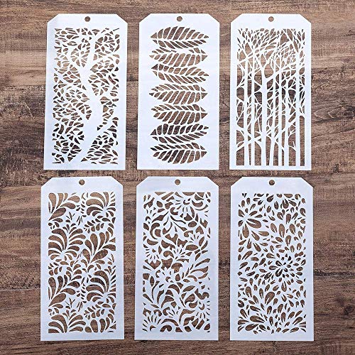 Image of DIY Decorative Stencil Template for Scrapbooking Painting on Wall Furniture, Set of 6 (Leaf)
