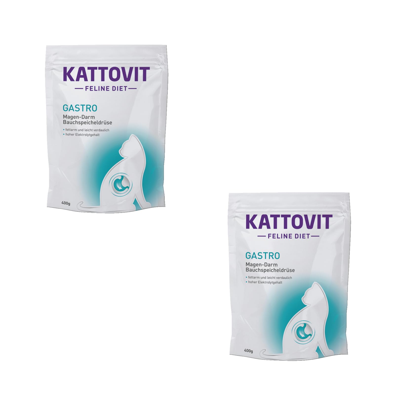 Kattovit Gastro | Pack Double | 2 x 400 g | Alimentation diététique complète pour Chats Adultes | Peut contribuer à compenser Une digestion insuffisante | Faible en matières grasses