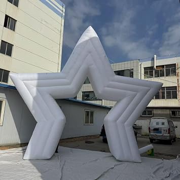 16.5ft high Carnival Inflatable Star Arch White with LED Light Inflatable Entrance Archway with Blower for Advertising Commerce Party Events