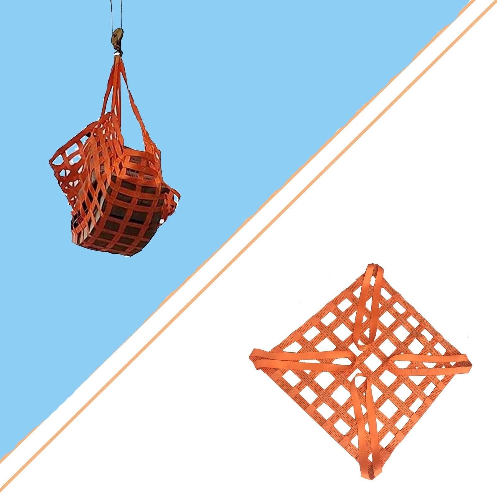 Rete Piana Di Sollevamento Del Carico - Rete Di Carico Elastica Di Nylon, Rete Di Sollevamento Speciale Da Cantiere, Attrezzatura Da Lavoro A Trazione Mobile Per Sartiame Edile, Arancia ( Size : 1.5 X