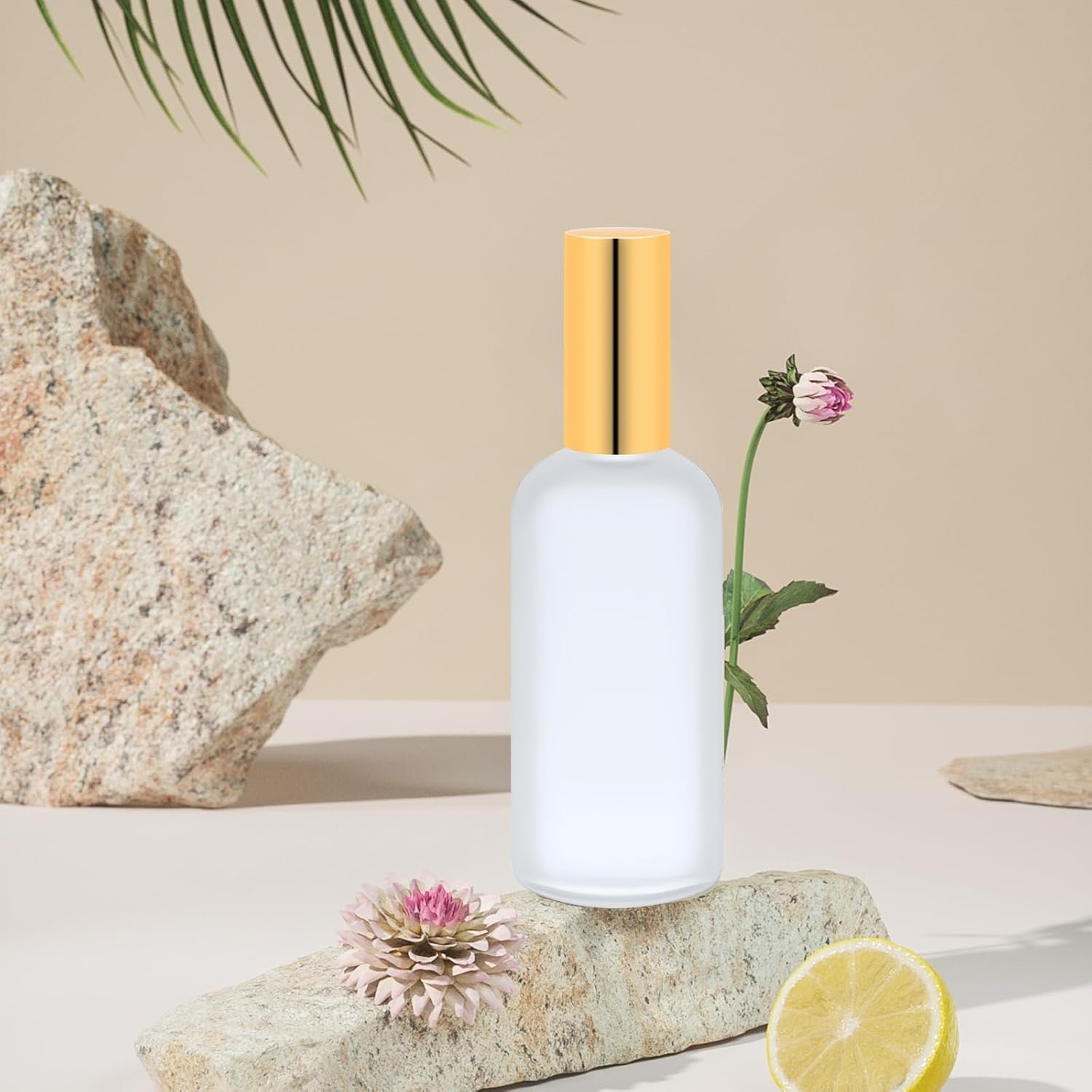 MALLOOM 100 ml Flacon Vaporisateur Vide Verre,20 Pièces flacons spray vide de voyage rechargeables et réutilisables pour les huiles essentielles,les cheveux,les parfums et le nettoyage (Jaune, blanc)