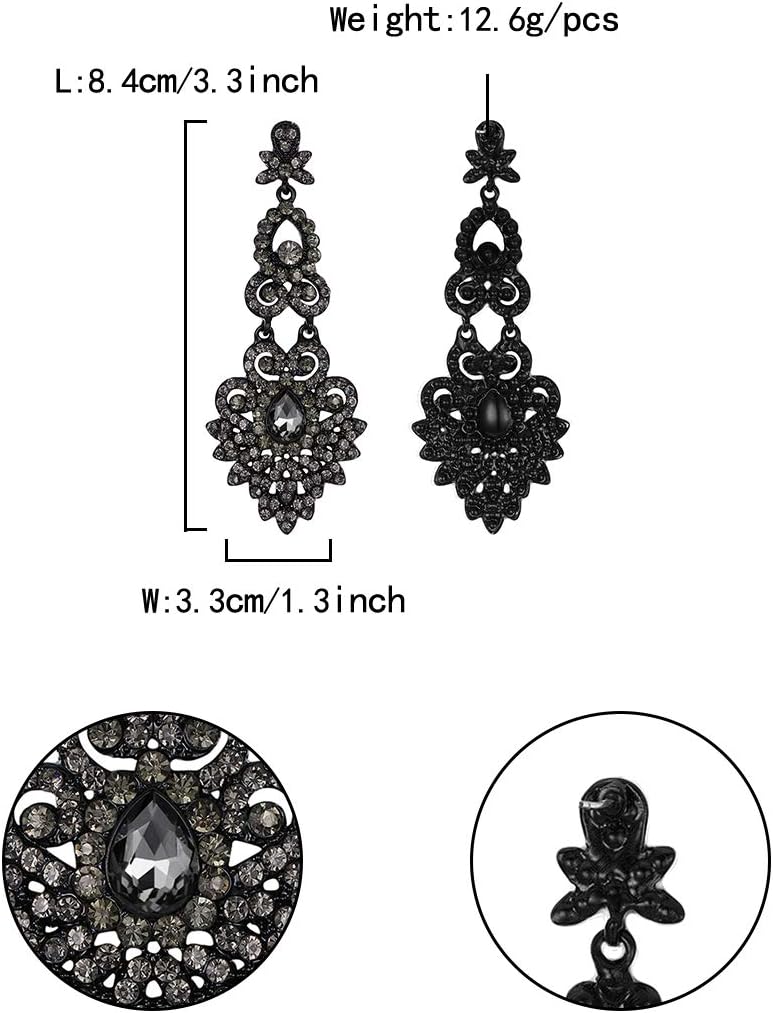 Flyonce Bridal Crystal Vintage Style Art Deco Chandelier Dangle Earrings for Women, Wedding Jewelry - Image 6