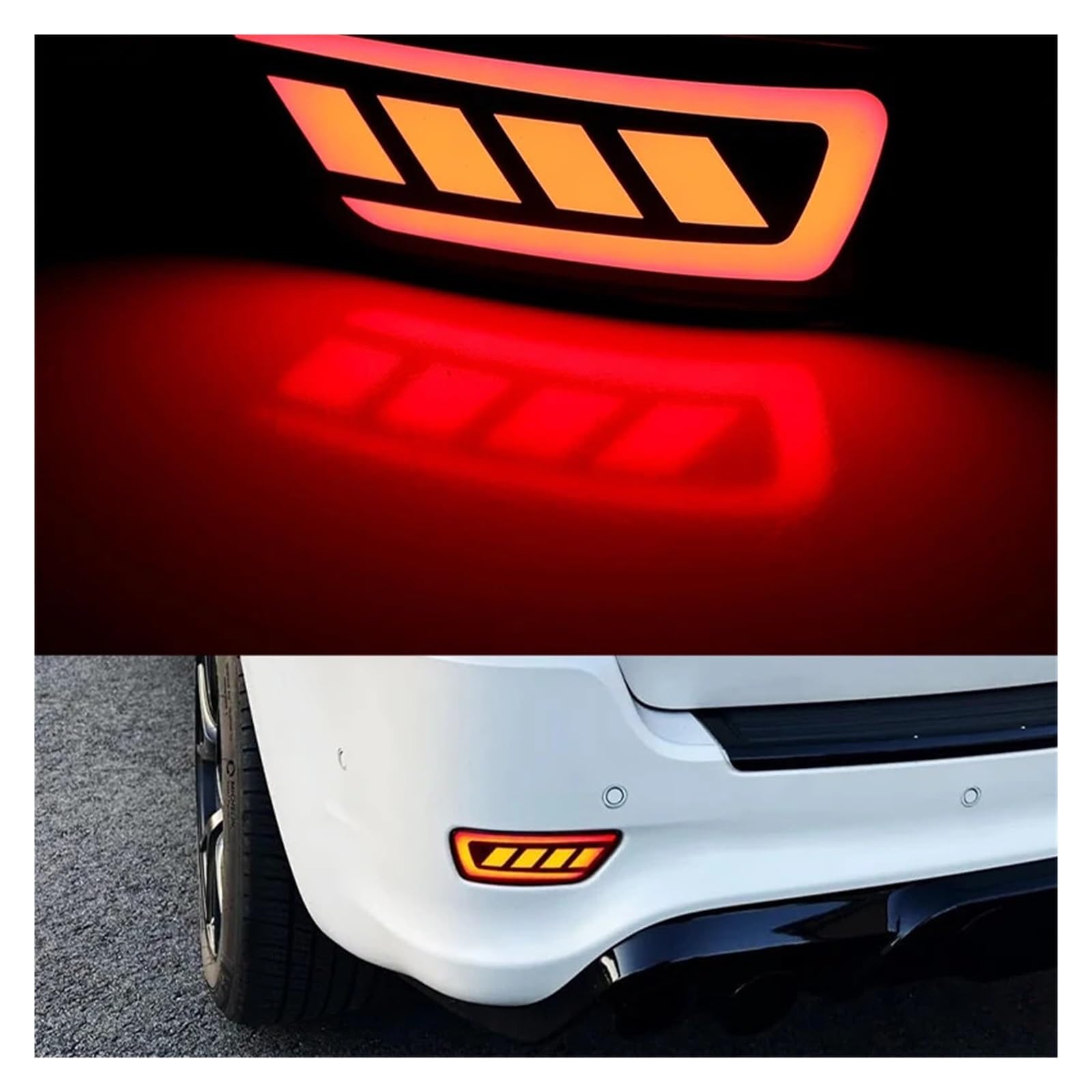 Conjunto piloto trasero coche 2 Uds Reflector De Parachoques Trasero Luz Trasera LED Accesorios Coche Luces Freno Señales Giro Fluctuantes Apto Para Grand Para Cherokee 2011-2022