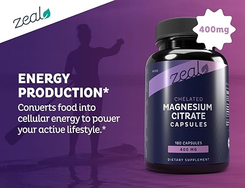 Miniatura 7 de Citrato de magnesio quelatado prémium de Zeal (400 mg  180 cápsulas)