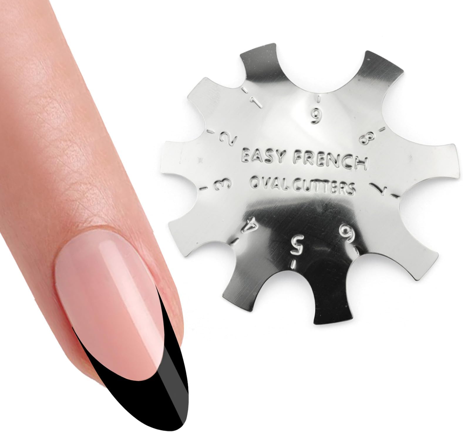 Oval Easy French Smile Line Nail Art Manicure Edge Trimmer Nail Cutter Acrylic Tool with 9 Sizes, HJ-NAT185-FS03