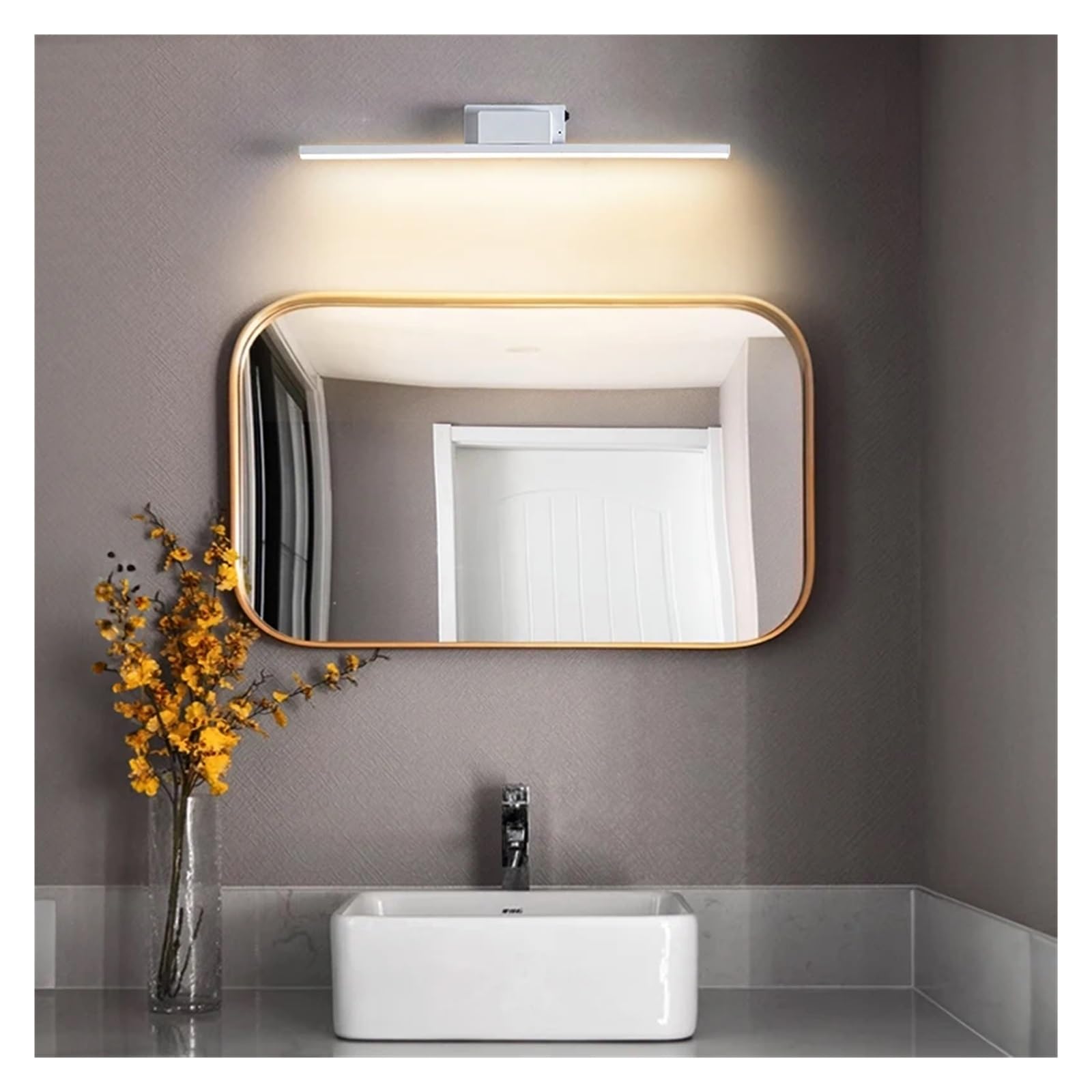 Kinkiet LED z możliwością ładowania Lampa lustrzana, przyciąganie magnetyczne baterią USB do nocnego oświetlenia korytarza w sypialni,Długotrwałe użytkowanie | 5500 7000k,Nero