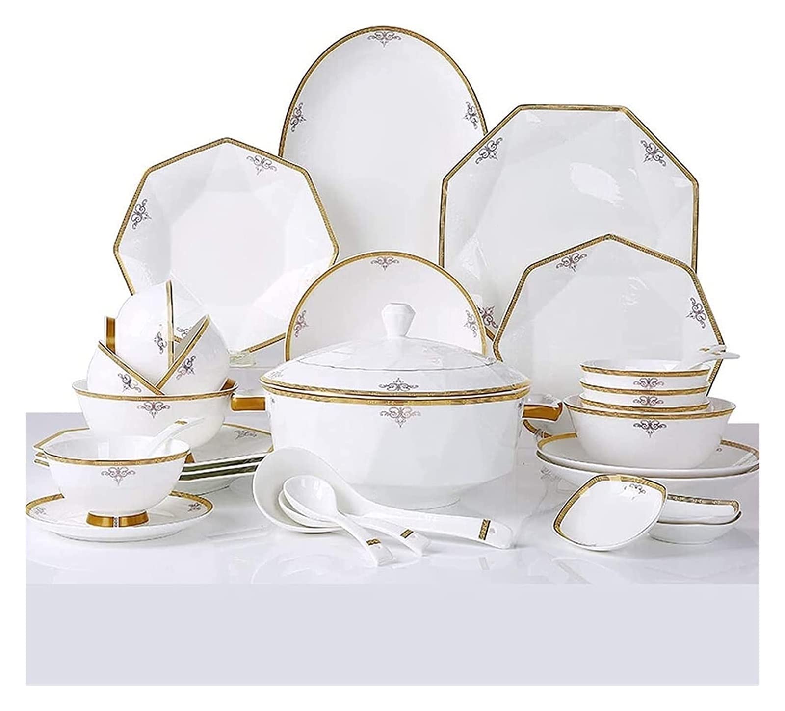 Vaisselle en céramique, Service De Table, En Céramique Avec 56 Pièces