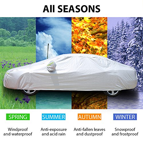 Bliifuu Sedan Car Cover Waterproof/Windproof/Snowproof/Sun UV Protection for Outdoor Indoor, Breathable Full Car Cover Fit Sedan 197\" L x 70\" W x 59\" H