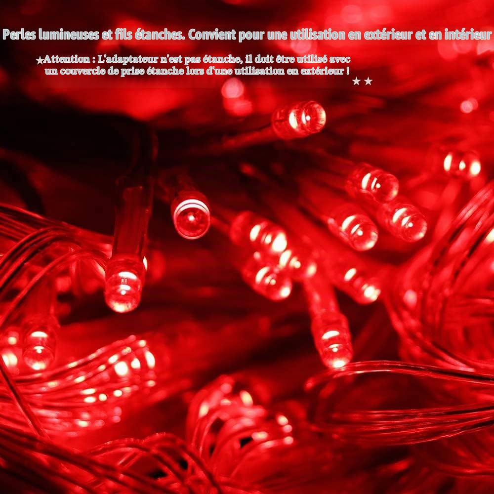 Kyllog Guirlande Luminieuse, 50m/500 LEDS Etanche Intérieur et Extérieur 8 Modes, guirlande Luminieuse, pour Noël Mariage Fête Club Jardin Fenêtre Mur (Rouge)