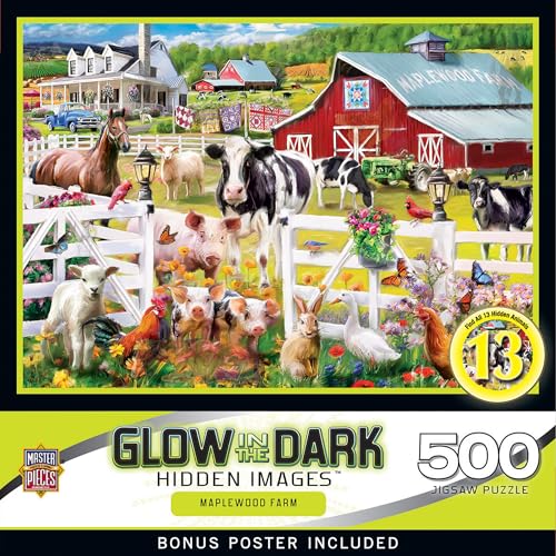 Masterpieces Maplewood Farm Rompecabezas de 500 Piezas que Brilla en la Oscuridad con Imágenes Ocultas - Para Adultos miniatura 1