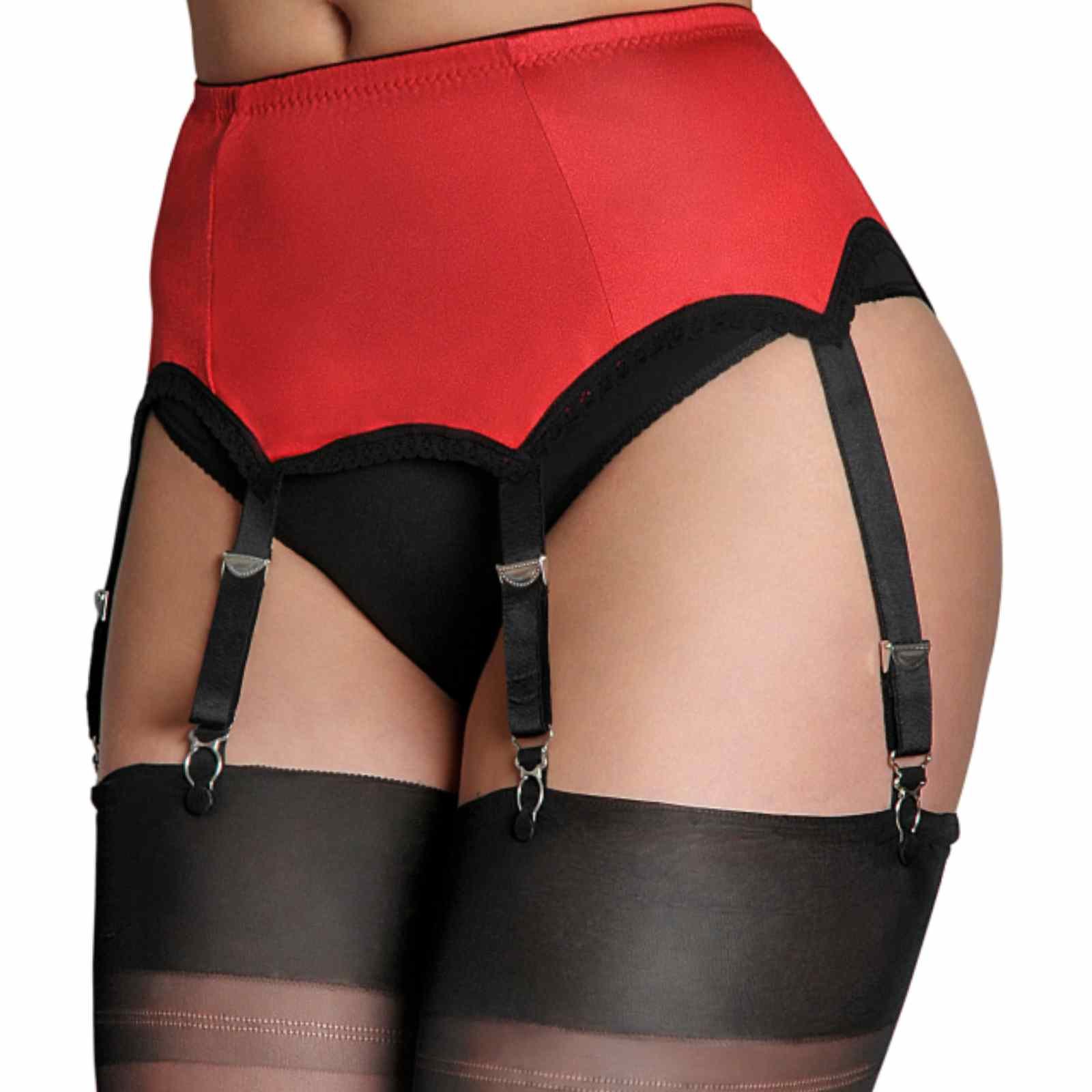 Premier Lingerie Women's Red Lycra Panel 6 Strap Suspender Belt (Ssl2) [Uk] ([L] (91-97Cm Waist), )