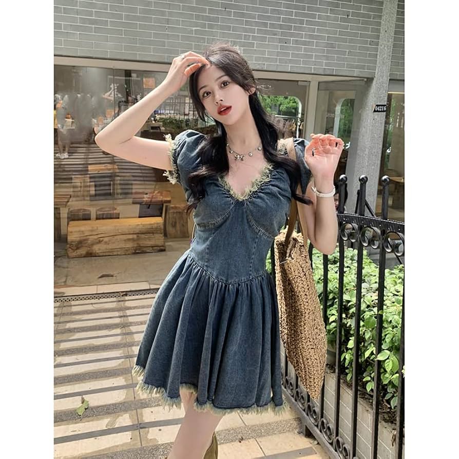 Amazon.co.jp: Vネックキャミソールワンピース夏の フレンチ